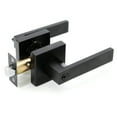thumbnail image 1 of Black Keyed Door Lever Crown with Squared Door Handle Plate Easy Install by Villar Home Design, 1 of 5