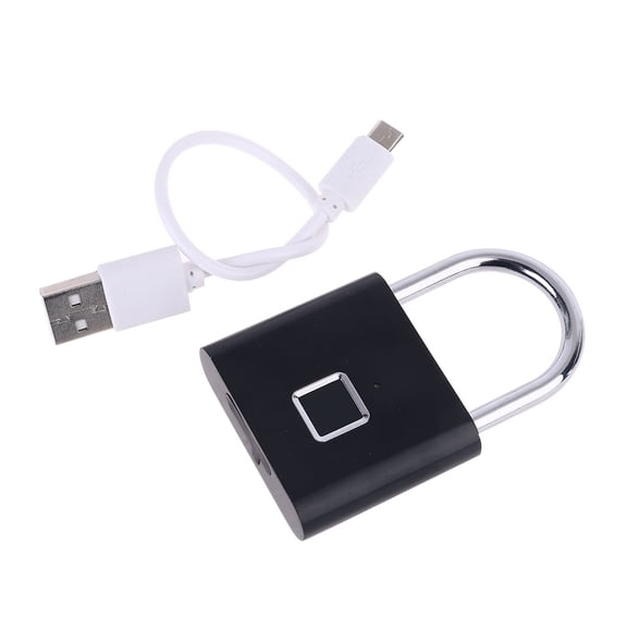 Black Keyless USB Rechargeable Door Lock Fingerprint for Padlock Quick Unlock Zinc alloy Metal Developing