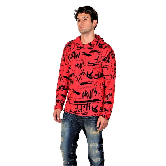 Black Keys Men's Fashion Graffiti Printed Light Hoodie Large Red