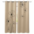 thumbnail image 1 of Black Khaki Blackout Curtains for Bedroom Living Room Darkening Curtains 63 Inches Long Spring Flora Window Curtain 2 Panels Set Thermal Insulated Window Treatment Grommet Drapes 42"x63", 1 of 9