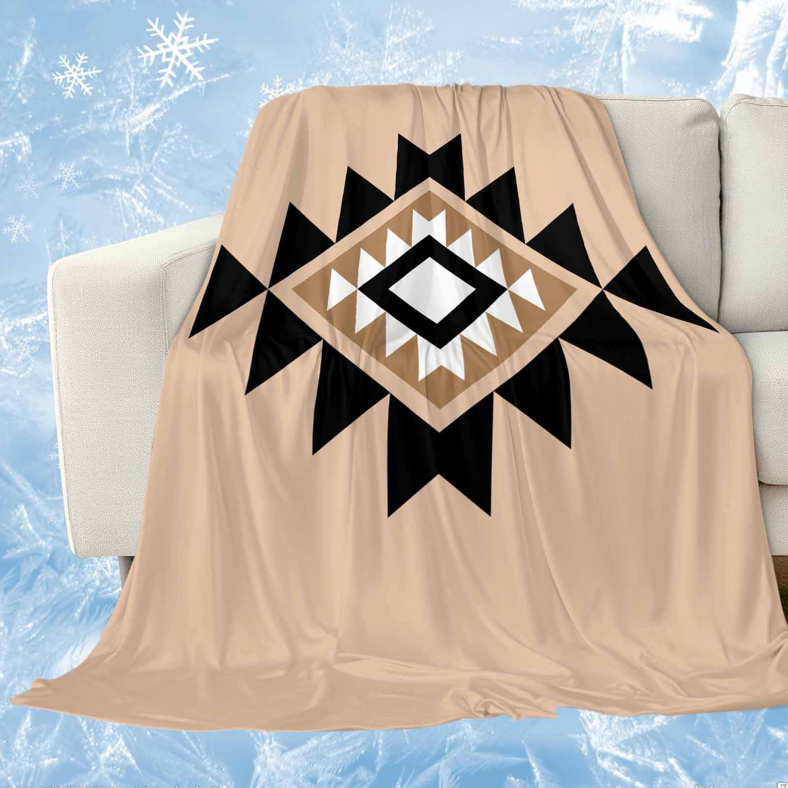 Black Khaki Boho Cooling Blanket,Lightweight Breathable Summer Throw ...