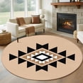 thumbnail image 1 of Black Khaki Boho Round Area Rug 7 FT,Non Slip Living Room Area Carpet,Aztec Southwest Ethnic Geometric Art Washable Soft Circular Rug Non-Shedding Floor Carpet for Bedside Office Play Room Classroom, 1 of 9
