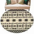 thumbnail image 1 of Black Khaki Boho Round Area Rugs Collection 8', Vintage Ethnic Tribe Abstract Art Retro Non Slip Indoor Circular Throw Runner Rug Floor Mat Carpet for Living Room Dining Table Bedroom Nursery, 1 of 9