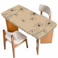 thumbnail image 1 of Black Khaki Table Cloths for 4 Foot Rectangle Tables, Spring Flora Patio Waterproof Elastic Fitted Tablecloths, Washable Rectangular Table Cover for Camping, 1 of 8
