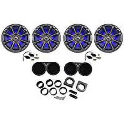 Black Kicker Dual Wake Tower System with Kicker Charcoal 6.5" Marine RGB LED Speakers