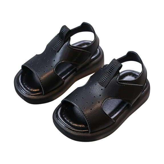 Black Kids Comfortable Sandals With Breathable Upper And Soft Sole, Ideal For All-Day Wear And Light Activities, Featuring Flexible And Safe Design