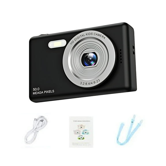 Black Kids Digital Camera With 48 Megapixel Resolution And 2.4 Inch Screen For Home Use And Student Photography