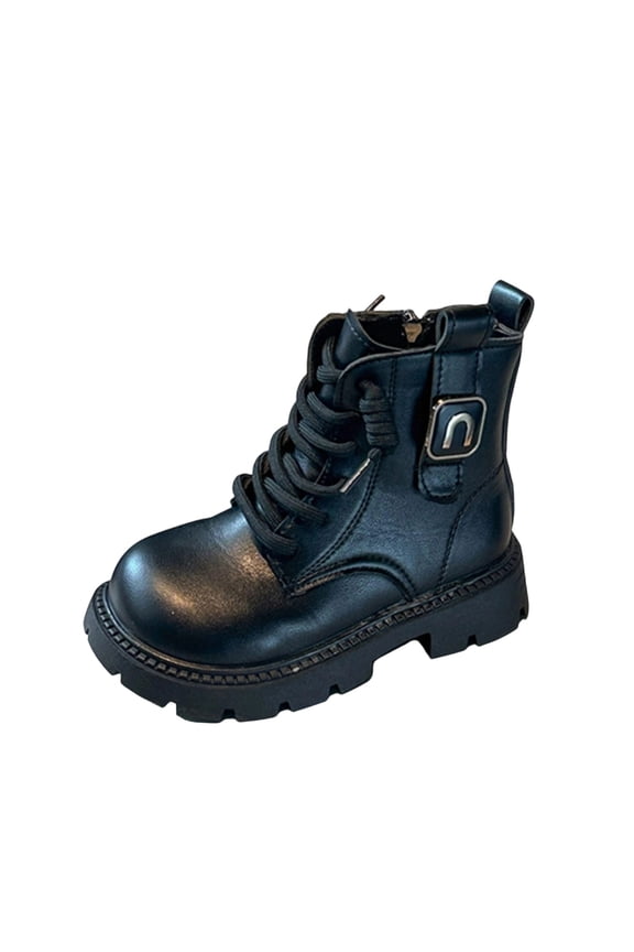 Black Kids Fashion Boots With Side Closure For Autumn Winter Uk Design Soft Leather Bottom Ideal For Daily Use