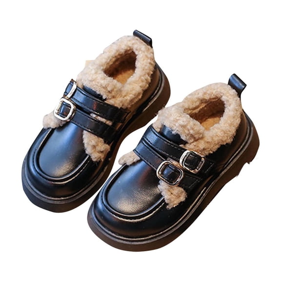 Black Kids Fashion Shoes With Cloth Upper, Comfortable For Everyday Wear