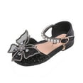 thumbnail image 1 of Black Kids' Fashion Shoes With Rhinestone And Bow, Soft Sole Microfiber Leather For Princess Themed Events, 1 of 7