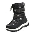 thumbnail image 1 of Black Kids' High Top Snow Boots With Fleece Lining, Snowflake Design, Comfortable Soft Sole For Winter, 1 of 4