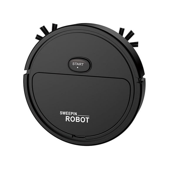 Black Kids Smart Robot Vacuum Cleaner Toy Rechargeable Auto Floor Sweeping Gadget With Led Lights Black