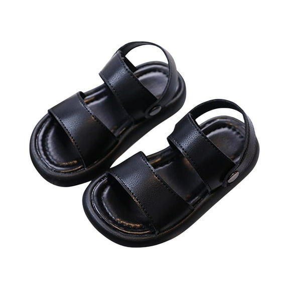 Black Kids Soft Soled Sandals With Adjustable Straps For Optimal Comfort And Airflow Suitable For Playground And Casual Outings Non Slip Base