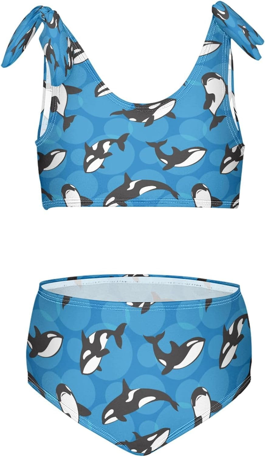 Black Killer Whale Girls Swimsuits Kids Bikini Sets 2 Pcs Bathing Suit