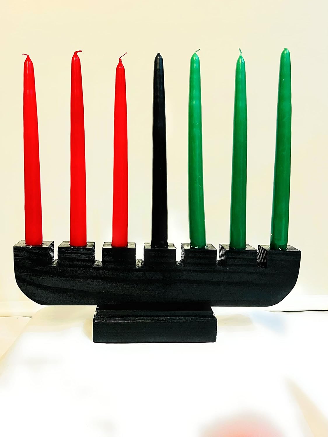 Black Kinara Candle Handmade Wooden Holder Kwanzaa