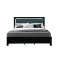 thumbnail image 1 of Black King Bed With Led Accent Lighting, Upholstered Headboard, Solid Wood + Construction For Bedroom Transitional Lights, And Interior, 1 of 2