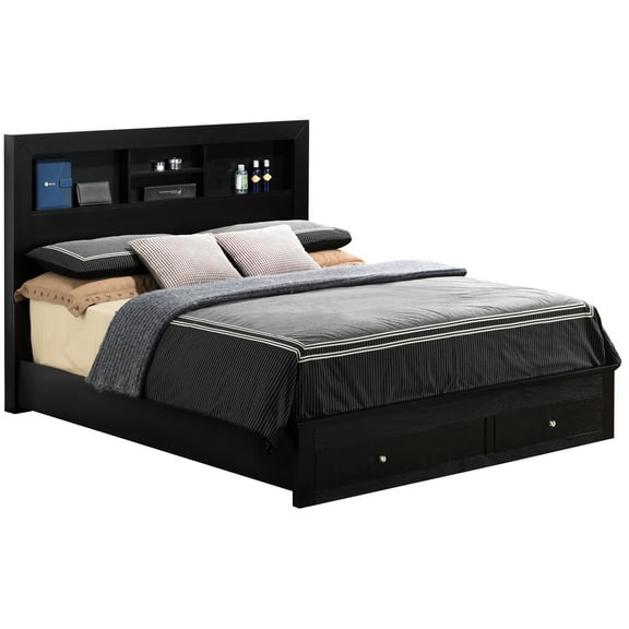 Black King Bed With Storage, Improves Bedroom Aesthetics Size Storage In Black, Matches Diverse Color Schemes