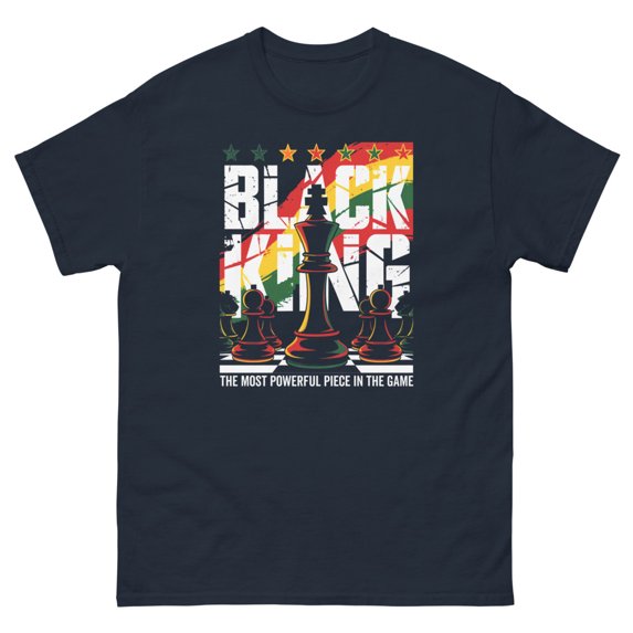 Black King Black History Month Juneteenth African American Graphic classic tee (Navy, XL)