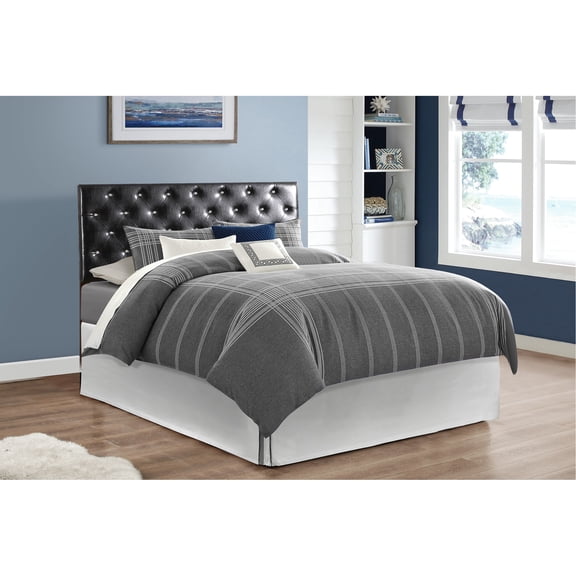 Black King Headboard - Glory Furniture Super G0132 Faux Leather With Button Tufting Adjustable Height 41 To 53 Inches Foam Filled Easy Clean Mount On Bed Or Wall Area Black Leather, Jewel Decorated,