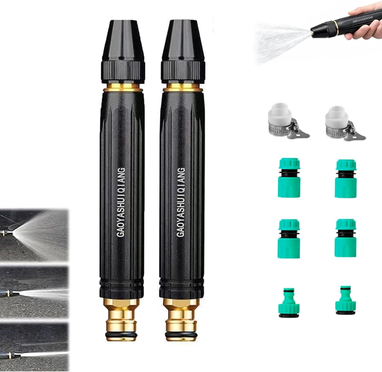 Black King Kong High Pressure Washer, Home High-Pressure Car Wash Water Gun with Booster Nozzle and Hose for Watering Plants,A Must-Have for Car Washing (Water Gun Only*2)