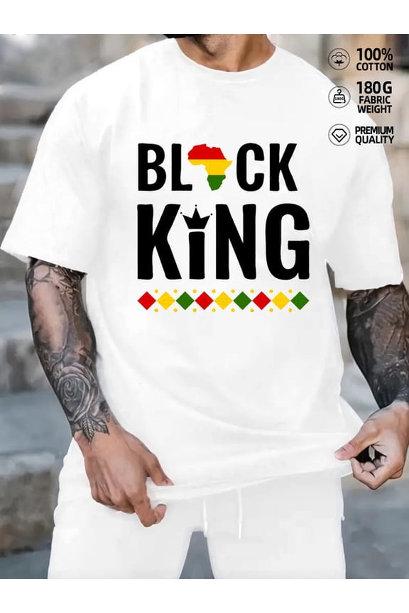 Black King Pride men Black History Month white 180G 100% Cotton Commemorative clothing tradition Trendy Unisex Shirt Graphic Tee tshirts Vintage Unisex Shirt Graphic tshirts