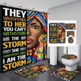 thumbnail image 1 of Black King Queen Shower Curtains Set, Romantic Black Afrcian Couples Bathroom Sets with Shower Curtain and Rugs, Toilet Lid Cover, Bath Mat, We are a Team Soft Fabric Shower Curtains with Hooks, 1 of 6