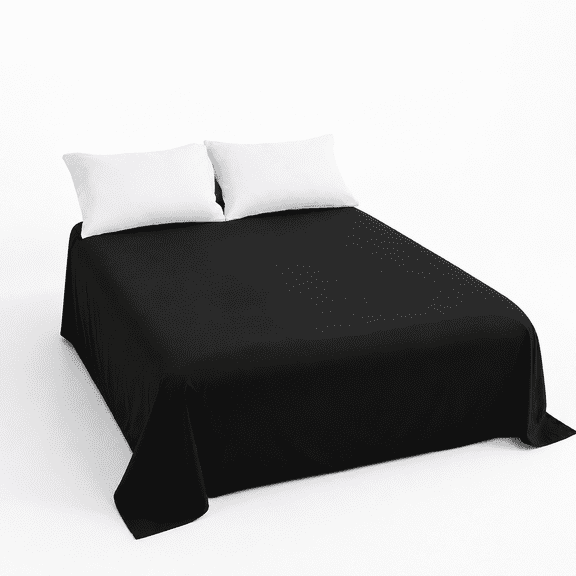 Black King Size Microfiber Flat Sheet, Hotel Luxury Soft 1500 Thread Count Bedding