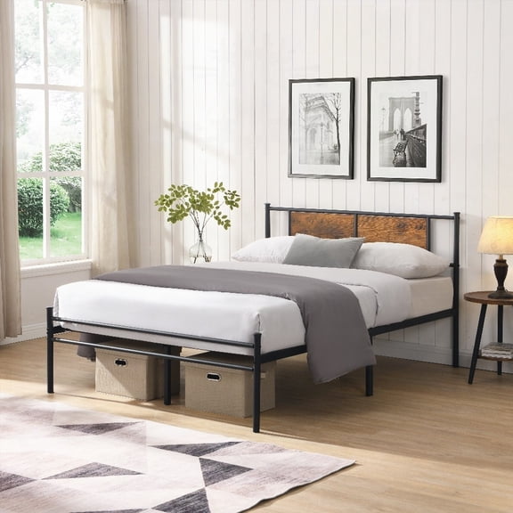 Black King Size metal bedframe featuring a sturdy steel structure and easy assembly