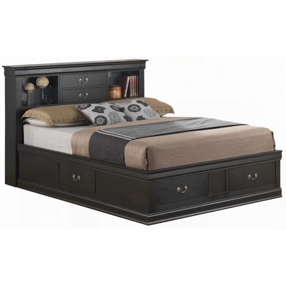 Elegant Black King Storage Bed with Sturdy Support & Hidden Storage