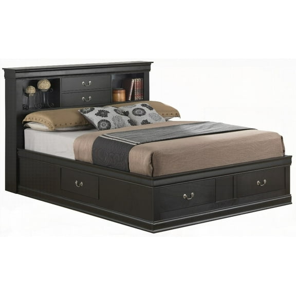 Black King Storage Bed Measuring 44"H X 79"W X 87"D For Comfort