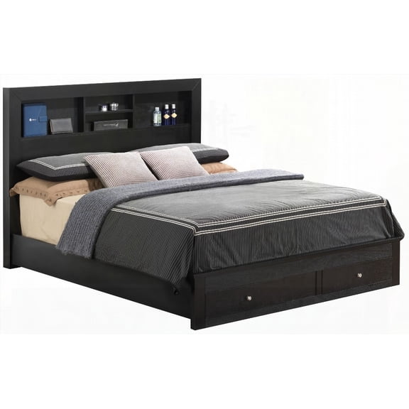Black King Storage Bed - Transitional Design & 87"D Depth