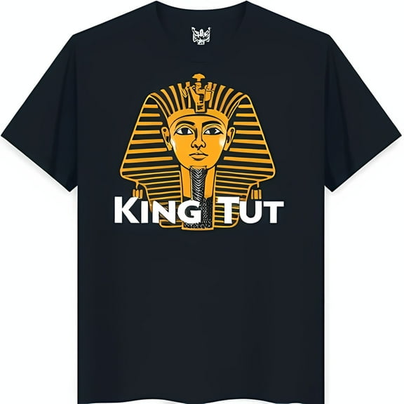 Black King Tut Graphic T-Shirt Yellow & Gold Design with White Inscription