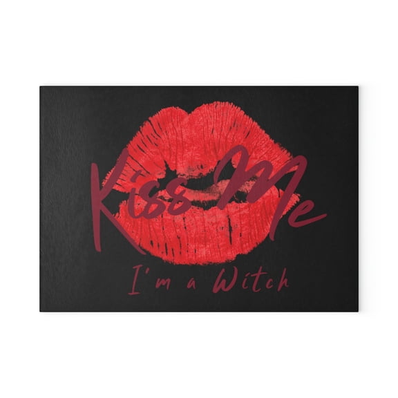 Black Kiss Me Glass Cutting Board