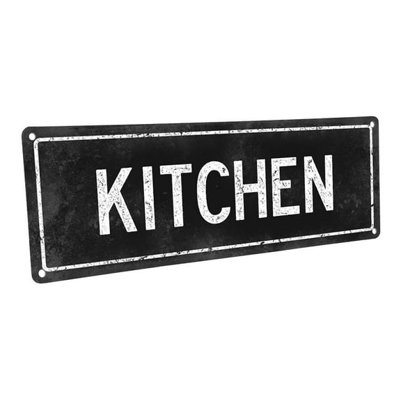 Black Kitchen 4"x12" Metal Sign, Wall Décor for Kitchen and Dining