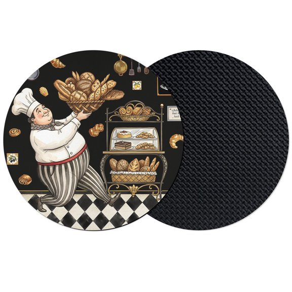 Black Kitchen Baker Coasters Set of 2, Absorbent Coasters for Drinks, Rustic Chef Cooking Kitchenware Coaster for Desk Coffee Table Protection, Home Decor House Warming Gifts 4"
