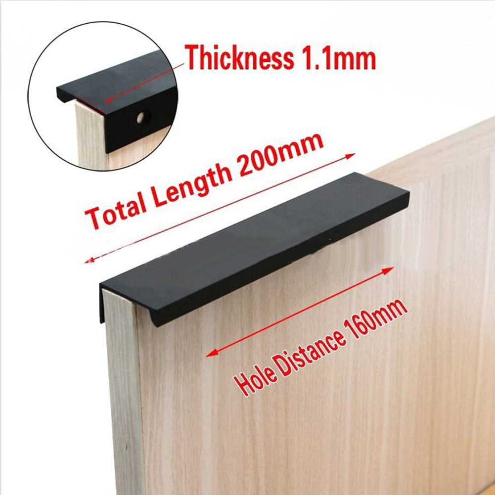 Black Kitchen Door Handles Cupboard Drawer Concealed Finger