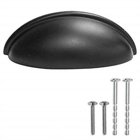 Black Kitchen Cabinet Pulls - 3 Inch Bin Cup Drawer Handles - 10 Pack of Kitchen Cabinet Hardware