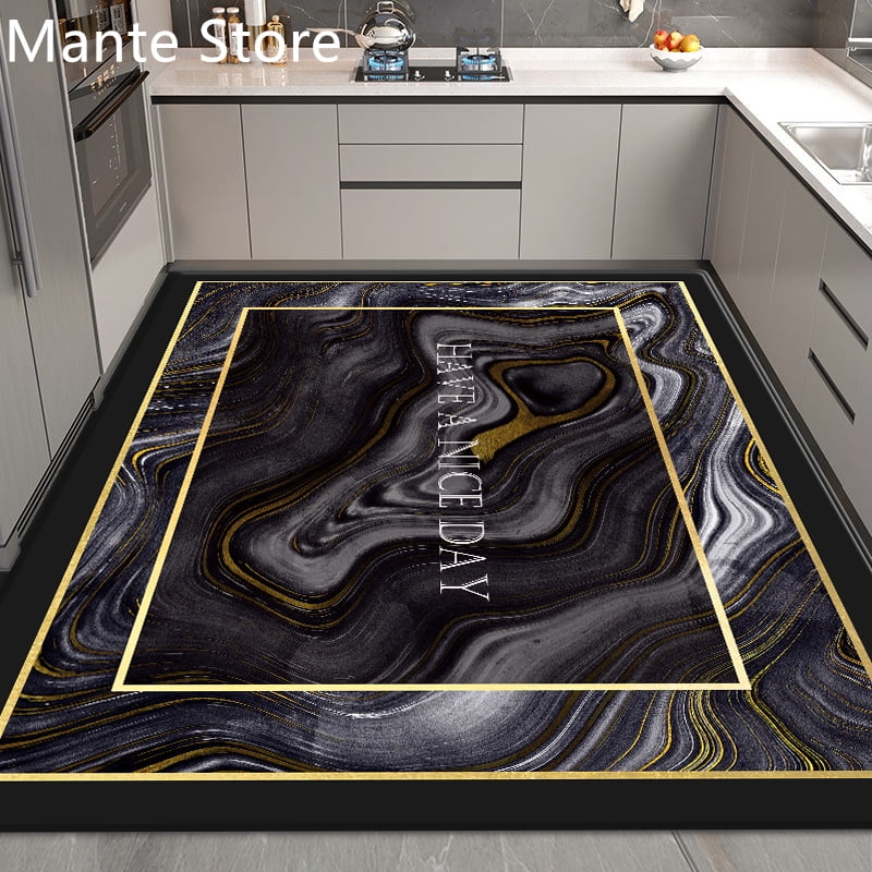 Black Kitchen Carpet Rugs Large Size Mat For Bathroom Super Absorbent