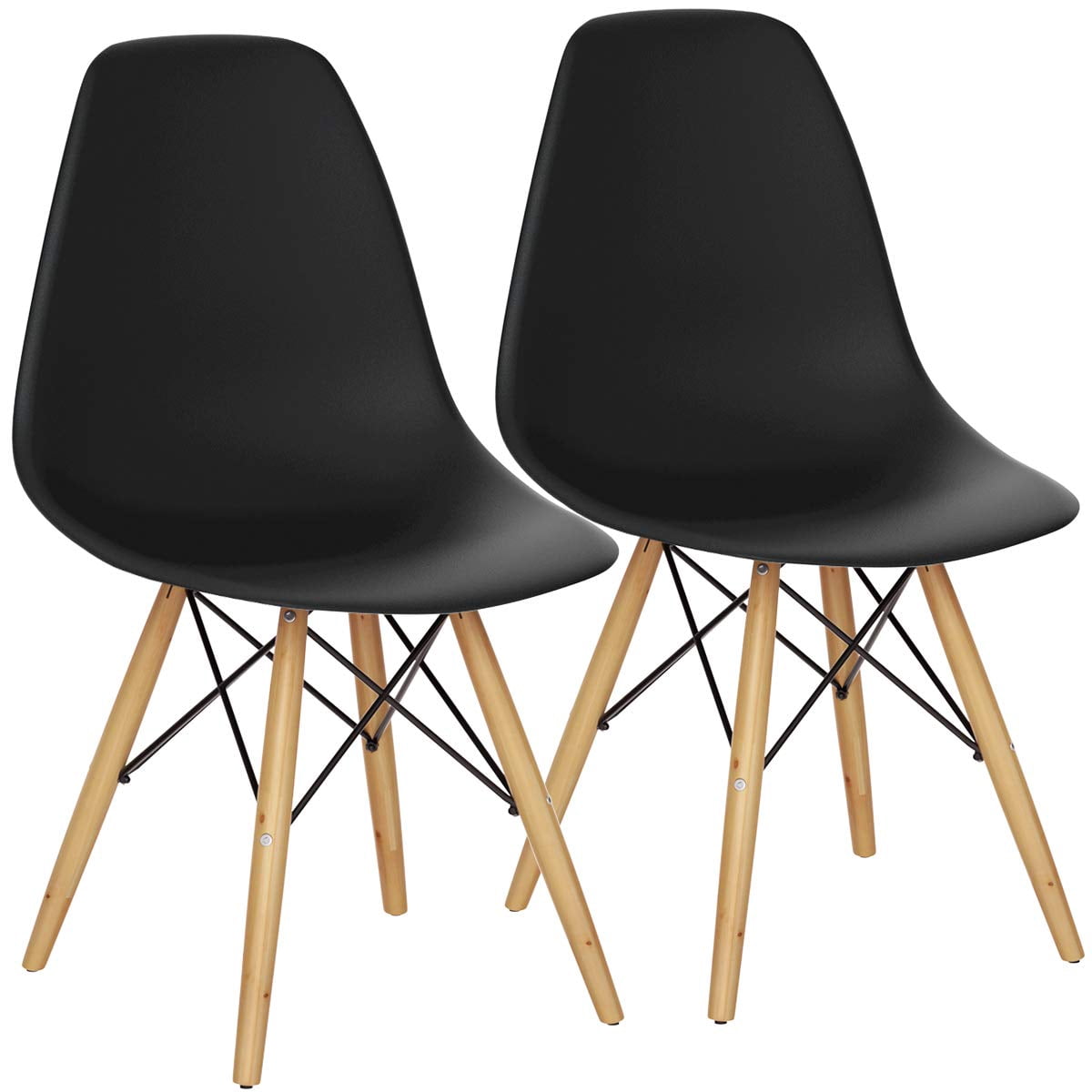 Black Kitchen Chairs Set of 2, Modern Dining Chairs with Sturdy Wood ...
