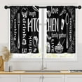 thumbnail image 1 of Black Kitchen Curtains 36 Inch Length Kitchen Doodle Window Curtains Over Sink Set of 2, Funny Short Tier Curtain for Kitchen, Abstract Small Kitchen Decor, 1 of 6