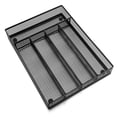thumbnail image 1 of Black Kitchen Drawer Organizer, Walchoice Metal Mesh Silverware Organizer, Cutlery Holder Tray for Kitchen Drawers, 5 Compartment - 12.5 x 9.25 x 2 inch, 1 of 7