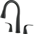 thumbnail image 1 of Black Kitchen Faucet 3 Hole with Pull Down Sprayer, 2-Handle High Arc Kitchen Sink Faucet with 3 Function Spray, Stainless Steel, 1 of 17