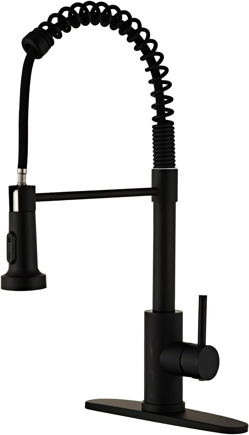 Black Kitchen Faucet, Kitchen Faucets With Pull Down Sprayer Commercial Industrial Stainless ...