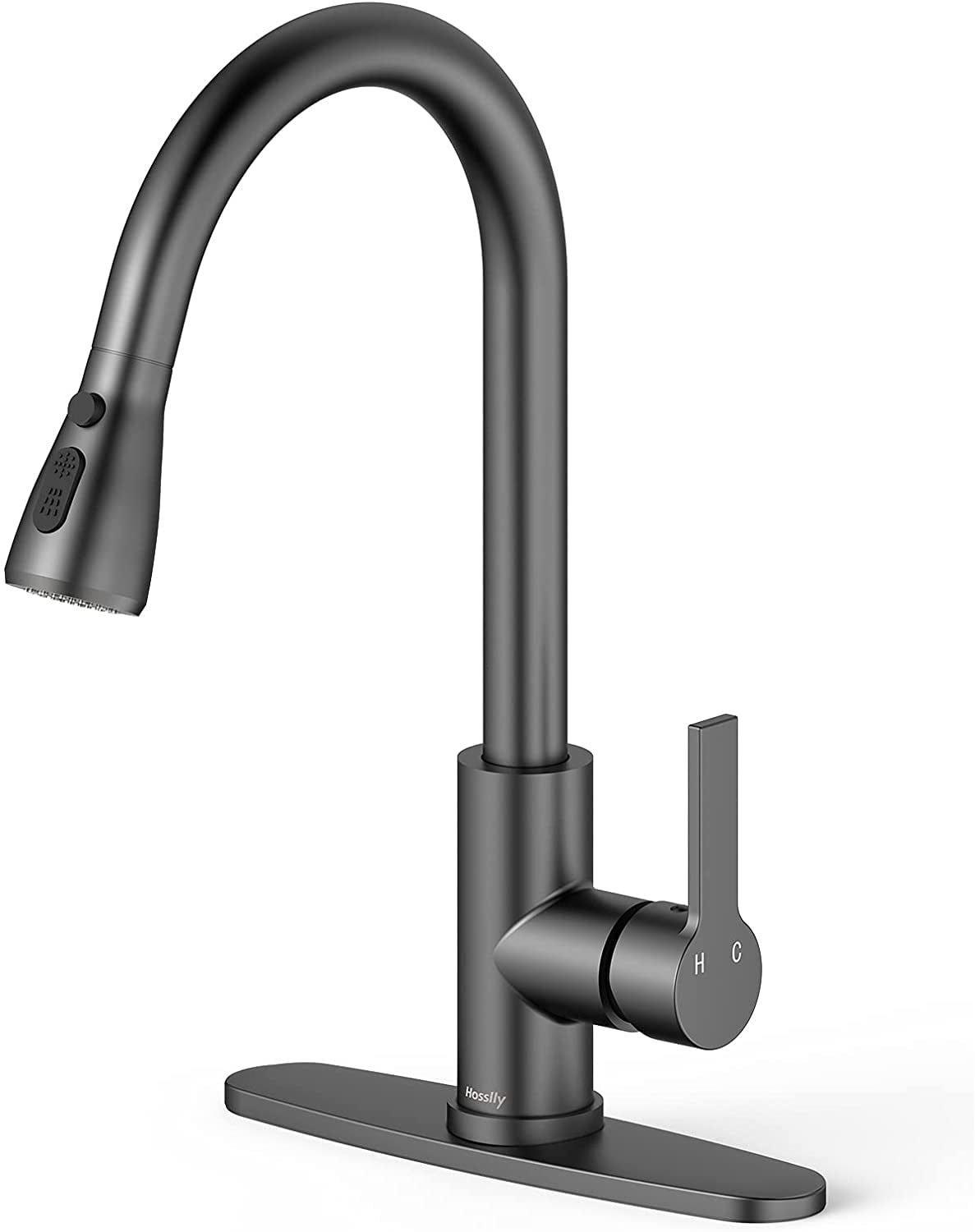Black Kitchen Faucet, Matte Black Kitchen Sink Faucet with Pull Down