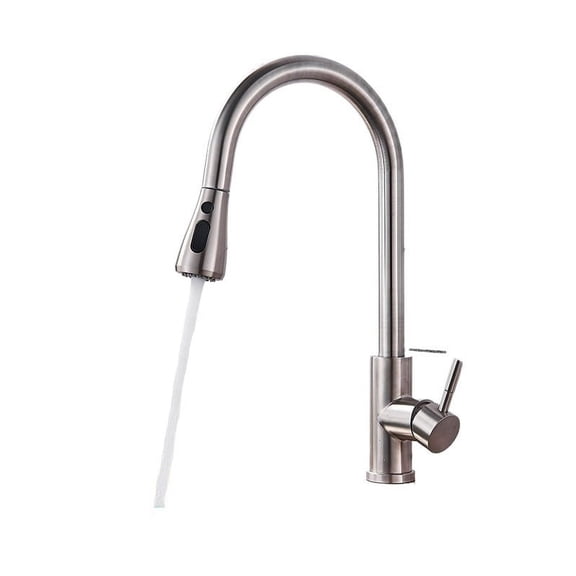 Black Kitchen Faucet, Single Hole Pull Out Spout Kitchen Sink Mixer Tap, Stream Sprayer Head Chrome/Black Mixer Tap