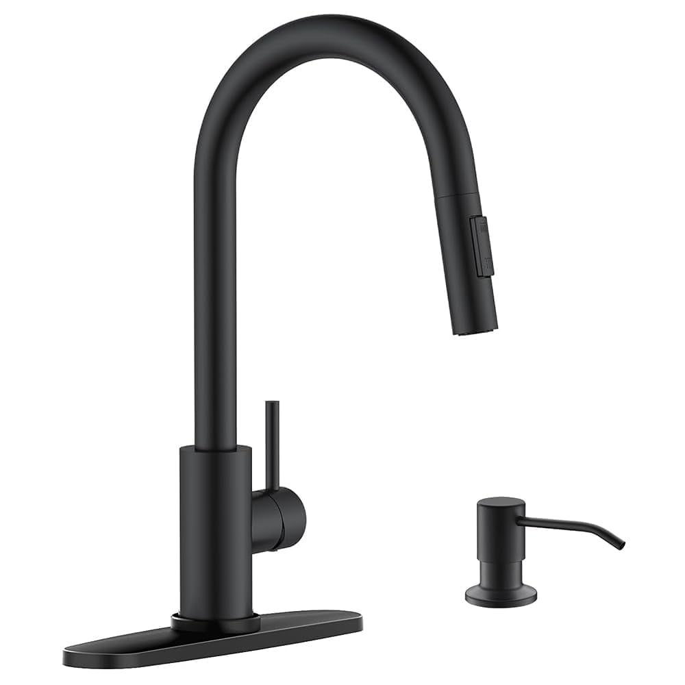 Black Kitchen Faucet With Soap Dispenser, Matte Black Kitchen Faucet ...