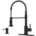 thumbnail image 1 of A Black Kitchen Faucet with Soap Dispenser and Pull Down Sprayer, SUS304 Stainless Steel Commercial Single-Handle Spring Faucet for Kitchen Sink, Matte Black, 1 of 31