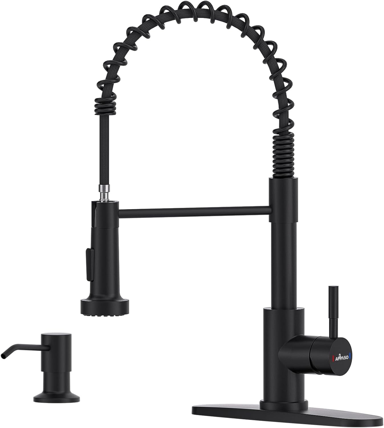 Black Kitchen Faucet with Soap Dispenser and Pull Down Sprayer, SUS304 ...