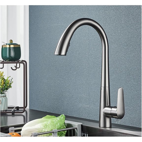 Black Kitchen Faucet Two Function Single Handle Pull Out Mixer Hot and Cold Water Taps Deck Mounted 360 Rotation Mixer Tap