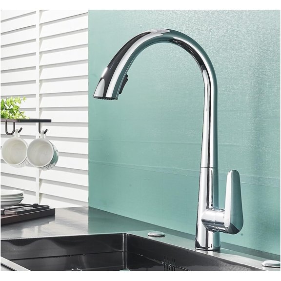 Black Kitchen Faucet Two Function Single Handle Pull Out Mixer Hot and Cold Water Taps Deck Mounted 360 Rotation Mixer Tap